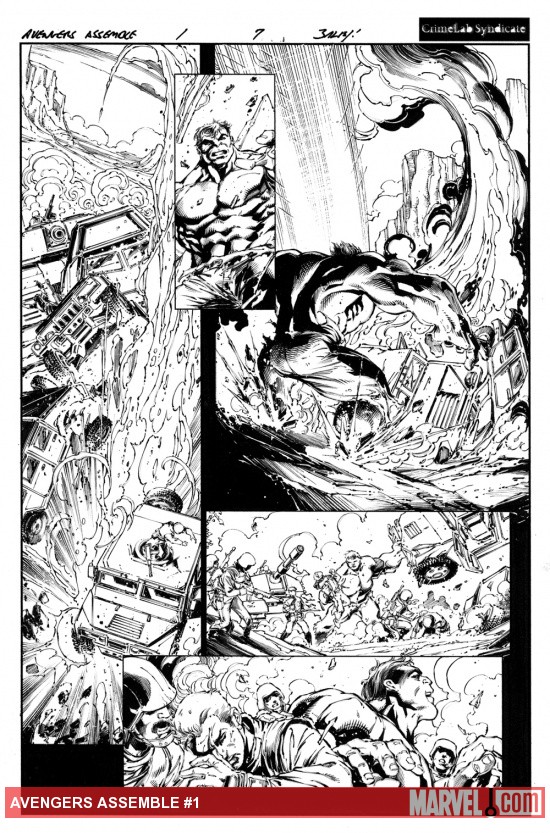 Avengers Assemble #1 inked preview art by Mark Bagley