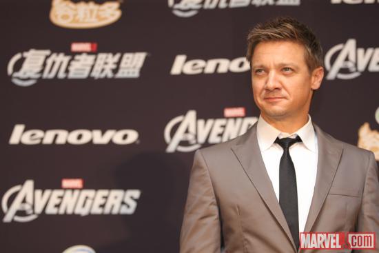 Jeremy Renner at the Beijing premiere of Marvel's The Avengers