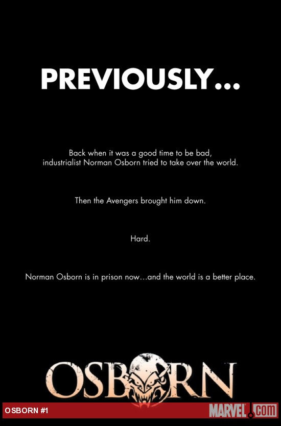 OSBORN #1 recap page