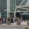 Outside the convention center