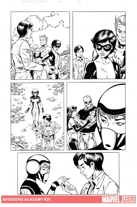 Avengers Academy #26 black and white preview art by Tom Grummett