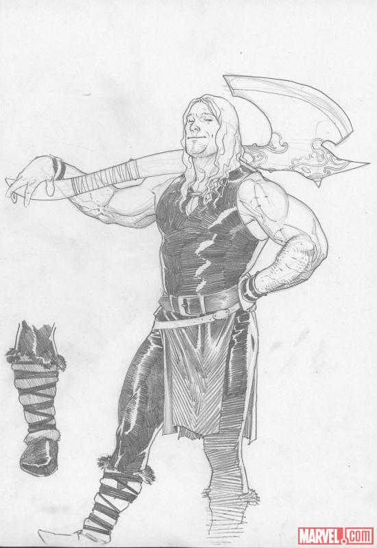 Young Thor pencil sketch by Esad Ribic