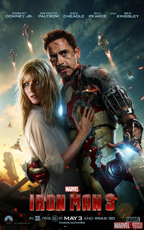 Gwyneth Paltrow and Robert Downey, Jr. star as Pepper Potts and Tony Stark/Iron Man in Marvel's Iron Man 3