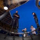 Samuel L. Jackson and Cobie Smulders on set of Marvel's The Avengers