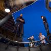 Samuel L. Jackson and Cobie Smulders on set of Marvel's The Avengers