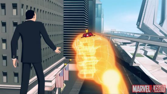 Screenshot of Iron Man and the Controller from Iron Man: Armored Adventures
