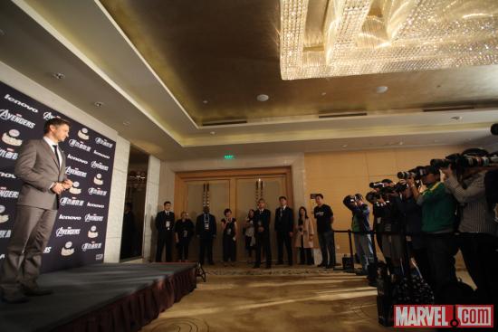 Jeremy Renner at the Beijing premiere of Marvel's The Avengers