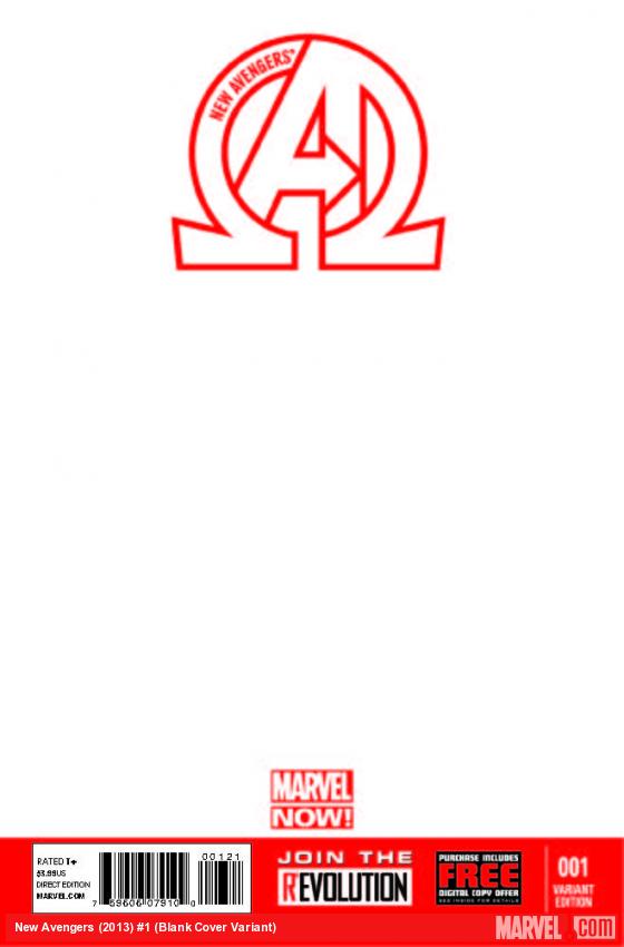 NEW AVENGERS 1 BLANK COVER VARIANT (NOW, WITH DIGITAL CODE, INTERIORS ONLY)
