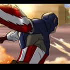 Captain America in action in a color storyboard from Marvel's Avengers Assemble