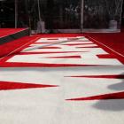 The Marvel logo, on the carpet, at the end of the red carpet for the premiere