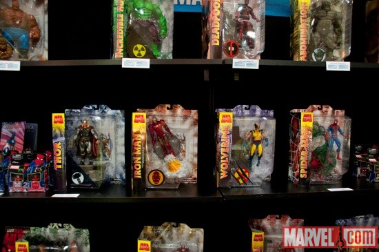 Marvel Select Figures on shelf from Diamond Select at Toy Fair 2011