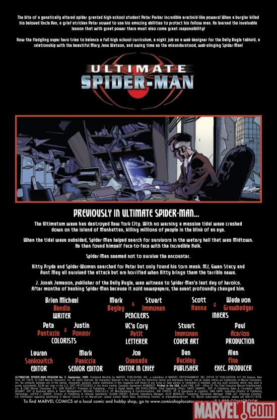 ULTIMATUM: SPIDER-MAN REUIEM BOOK #2, intro page