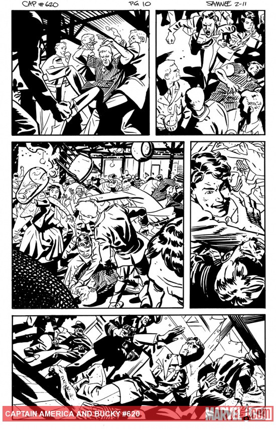 Captain America & Bucky #620 preview inks by Chris Samnee