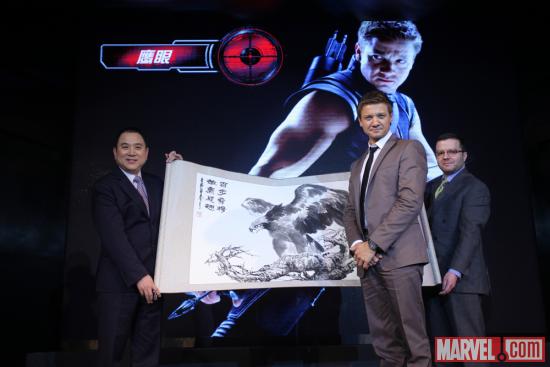 Jeremy Renner at the Beijing premiere of Marvel's The Avengers