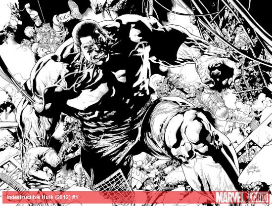 Indestructible Hulk #1 inked preview art by Leinil Francis Yu