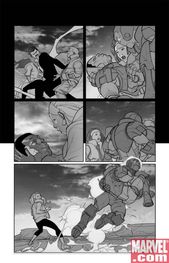 ULTIMATE IRON MAN II #5 black and white preview art