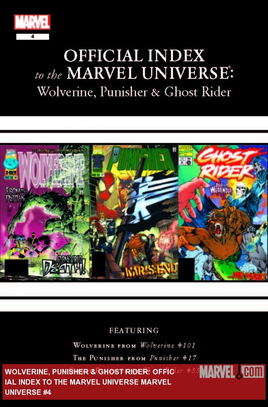 WOLVERINE, PUNISHER & GHOST RIDER OFFICIAL INDEX TO THE MARVEL UNIVERSE 4