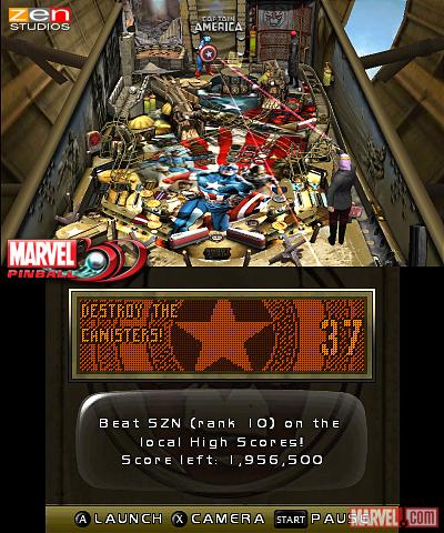 Screenshot of the Captain America table from Marvel Pinball 3D
