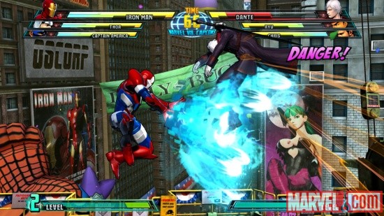 Screenshot of Iron Man vs. Dante from Marvel vs. Capcom 3