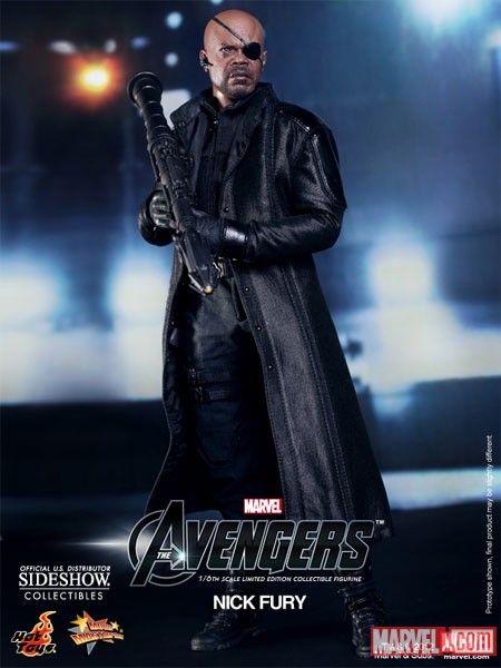 Nick Fury Sixth Scale Figure holding rocket gun (by Hot Toys)