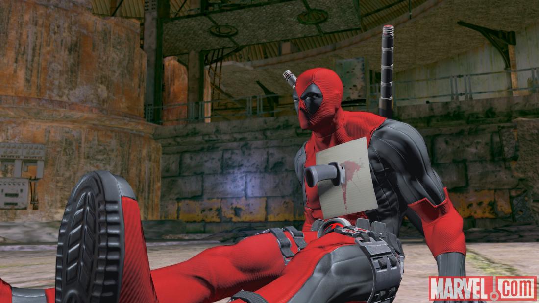 Deadpool receives a message in the Deadpool video game