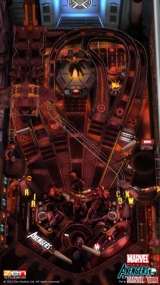Screenshot from the Marvel Pinball: Marvel's The Avengers mobile table