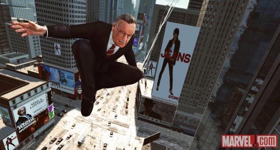 Screenshot of Stan Lee from the Stan Lee Adventure Pack in The Amazing Spider-Man video game