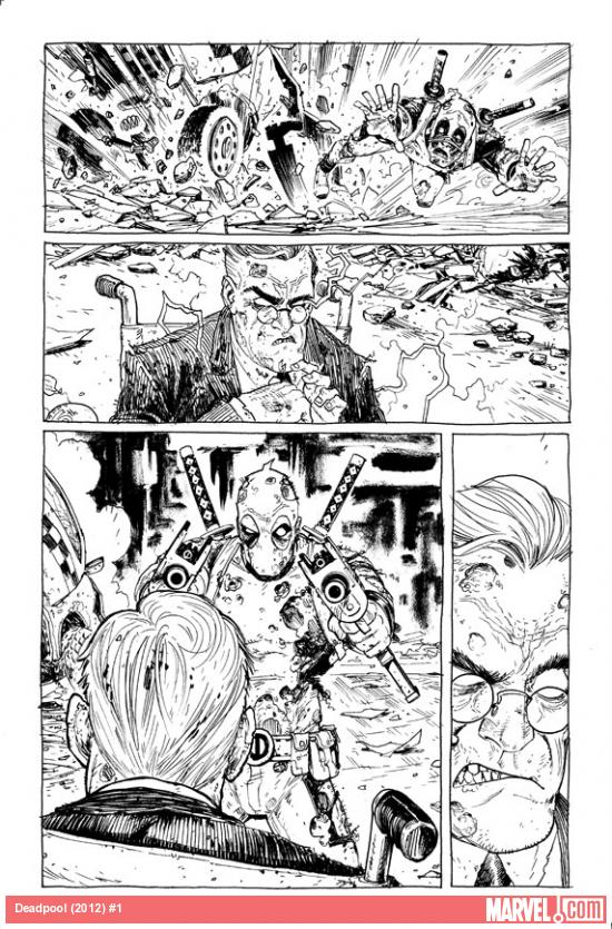 Deadpool (2012) #1 preview inks by Tony Moore