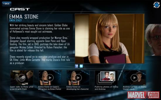 Emma Stone as Gwen Stacy in The Amazing Spider-Man Second Screen App