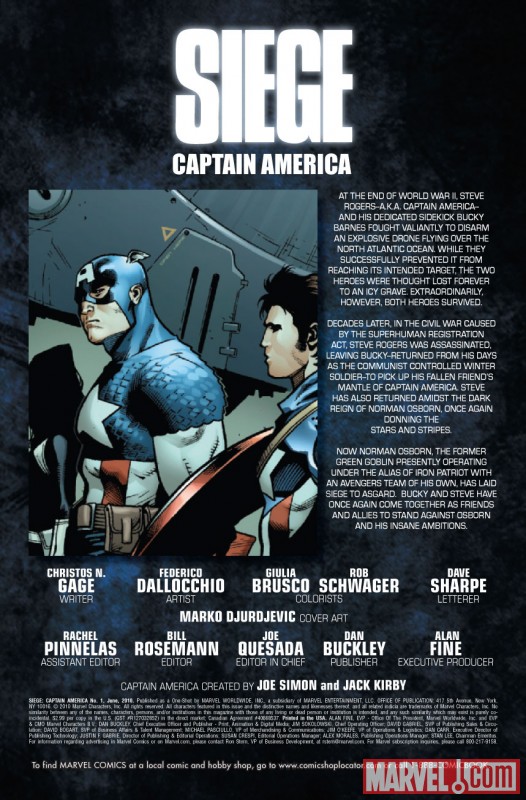 SIEGE: CAPTAIN AMERICA #1 preview art by Federico Dallocchio