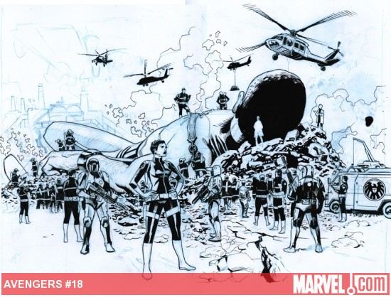 Avengers (2010) #18 in progress preview art by Daniel Acuna