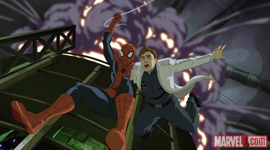 Spider-Man & Dr. Curt Connors in the season premiere of Ultimate Spider-Man