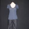 Betty Ross' Jeans & Navy Short-Sleeve Shirt