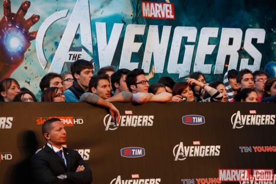 Fans at the Rome red carpet premiere of Marvel's The Avengers