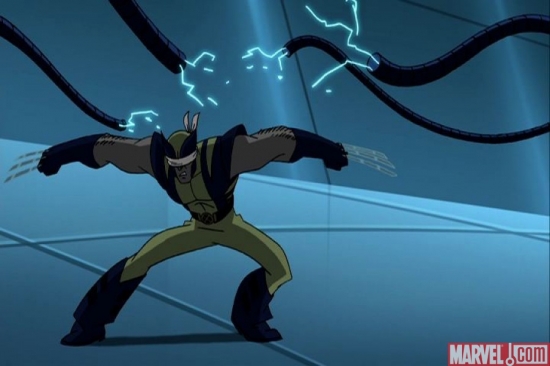 A blindfolded Wolverine attacks
