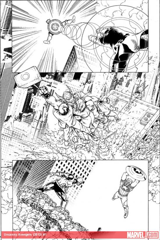 Uncanny Avengers #1 preview inks by John Cassaday