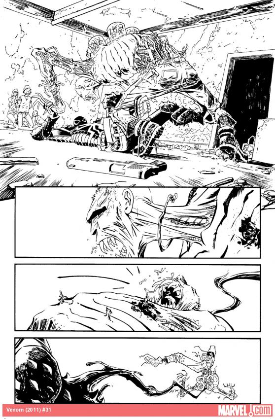 Venom (2011) #31 black and white preview art by Declan Shalvey