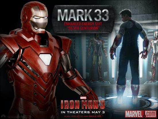 The Mark 33 Silver Centurion armor from Marvel's Iron Man 3