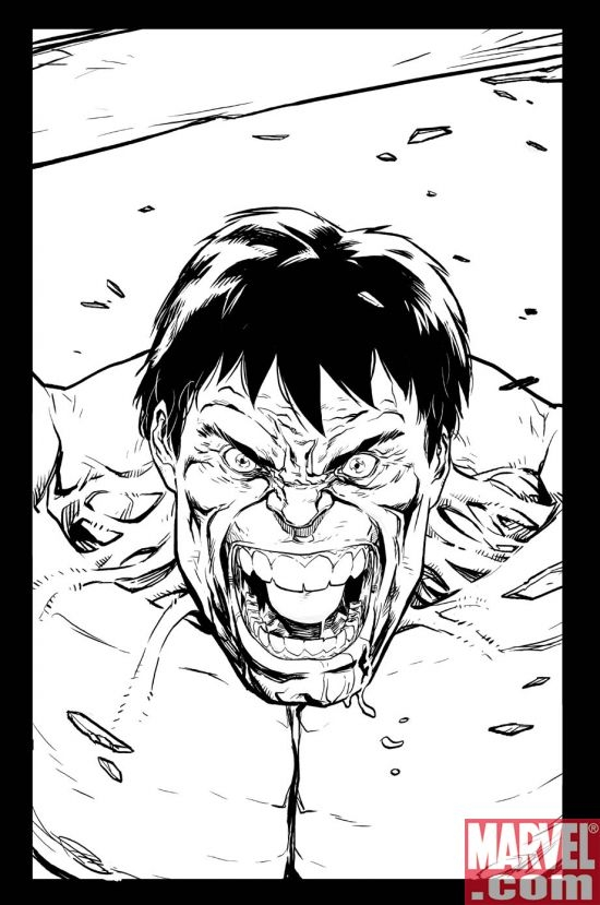 THE INCREDIBLE HULK: THE FURY FILES #1 black and white preivew art by Salva Espin