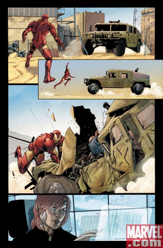 INVINCIBLE IRON MAN #1 interior art by Salvador Larroca