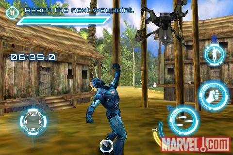 Iron Man battles foes in the Iron Man 2 iPhone game