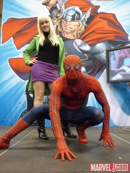 Gwen Stacey and Spider-Man cosplayers at Fan Expo Canada