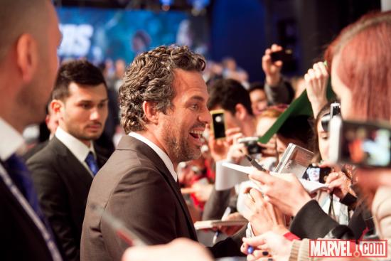 Mark Ruffalo (Hulk) at the red carpet premiere of Marvel's The Avengers in Rome