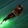 Spider-Man rockets through the sky as the Iron Spider