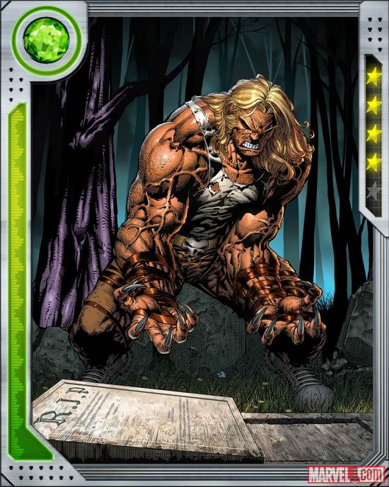 Sabretooth card art by David Finch from Marvel War of Heroes