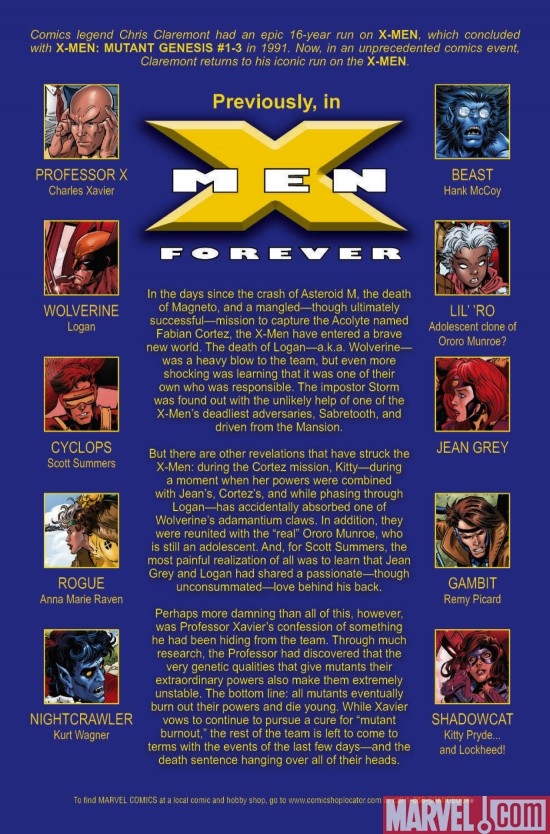 X-MEN FOREVER #6, intro page