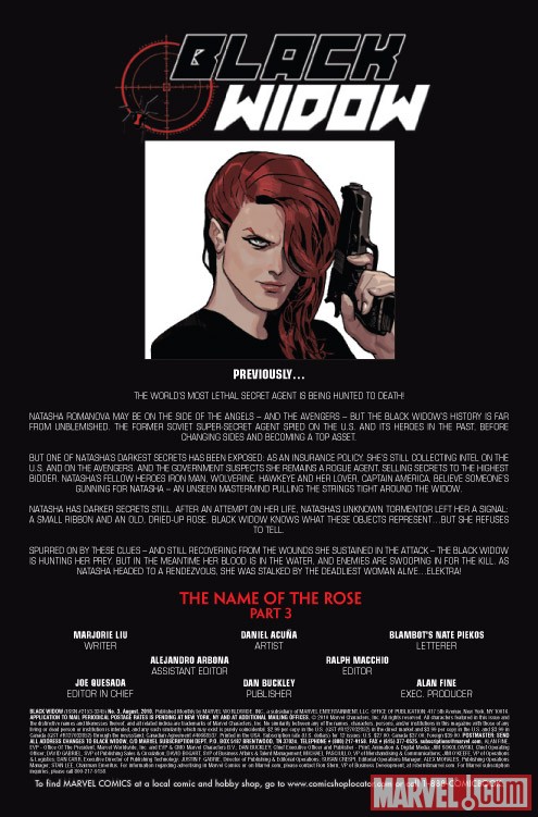 BLACK WIDOW #3 recap page
