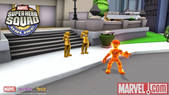 Screenshot of the Human Torch from Super Hero Squad Online