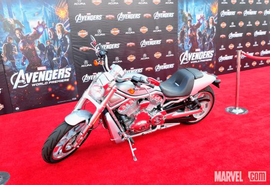 Harley-Davidson motorcycle on Avengers red carpet