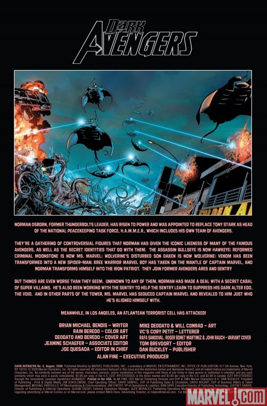 DARK AVENGERS #6, intro page